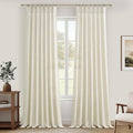 Extra Wide 70 Inch Cream Light Filtering Curtains 108 Inches Long 2 Panels Set by PleatedDrapes