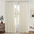 Cream Pinch Pleated Thick Linen Sheer Curtains 90 Inches Long Living Room | by PleatedDrapes