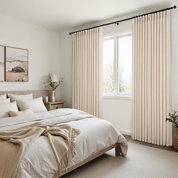 Topfinel 105 Inch Curtains 2 Panels Set, Two Packs Pinch Pleat Back Tab Linen - Image 8