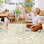 PLHXFR Area Rug Living Room: 4x6 Floral Washable Boho Carpet Beige Multi | - Image 8