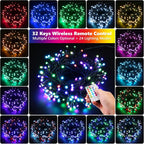 iBaycon Color Changing Christmas Lights, 33FT 100 LED RGB Halloween String Lights Outdoor, Fairy Twinkle Tree Lights with Remote Timer Plug in for Xmas Room Indoor Party Holiday Decorations