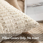 MIULEE Corduroy Decorative Throw Pillow Covers 20x20 Cream White Pack of 2 | - Image 7