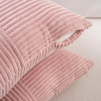 Fancy Homi 2 Packs Blush Pink Euro Decorative Throw Pillow Covers 28x28 Inch for Couch Bed Sofa, Farmhouse Boho Home Decor, Soft Corss Corduroy Patchwork Textured Square Cushion Case 71x71 cm