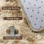 5x7 Tie-Dyed Beige Fluffy Soft Area Rug Non-Slip - Image 6