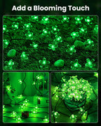 Brightown 2 Pack Total 52FT 120 LED Solar Flower String Lights for Outside Waterproof Fairy Lights for Garden Yard Fence Patio Christmas Tree Wedding Party Decor, Green
