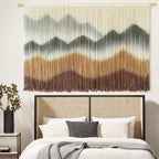 Macrame Wall Hanging Mountain Wall Art Dip-Dyed Macrame Wall Decor Modern Wall Decor Fiber Wall Art Craftsmanship 57" Wx35"L