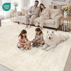 10x12 Area Rugs Living Room: Bedroom Washable Carpet Retro Beige | Large - Image 7