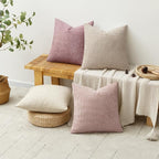 MIULEE Soft Decorative Chenille Pillow Covers Light Pink 20x20 Pack of 4 | - Image 4