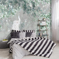 -Green Leaf Botanical Peacock Fabric Wallpaper Wallpaper Living Room Bedroom Bathroom Grey Plant Large Wall Mural- 137"x96"（ not Peel and Stick）