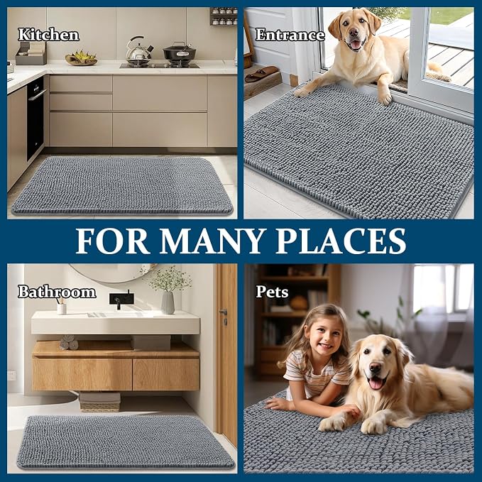 OLANLY Dog Door Mat for Muddy Paws 47x17, Super Absorbent Chenille Mud Mat | - Image 8