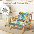 CALBODE 8pcs Outdoor Tropical Plant Printed Sofa Seat Cushion Covers Strechable - Image 4