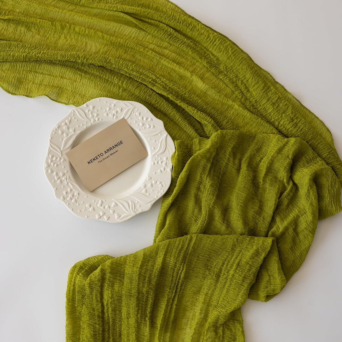 6pcs Moss Green Cheesecloth Table Runner Gauze 120 Inch 10 FT Rustic Boho Cheese Cloth Runner for Wedding Baby Shower Bridal Shower Birthday Party Long Sheer Home Decorations