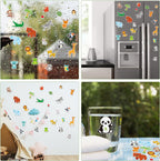 20 PCS Jungle Animals Thick Gel Clings Jungle Window Gel Clings Decals Stickers for Kids Toddlers and Adults Home Airplane Classroom Nursery Zoo Animals Party Supplies Decorations