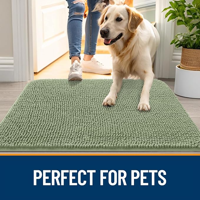 OLANLY Dog Door Mat for Muddy Paws 47x20, Super Absorbent Chenille Mud Mat | - Image 6