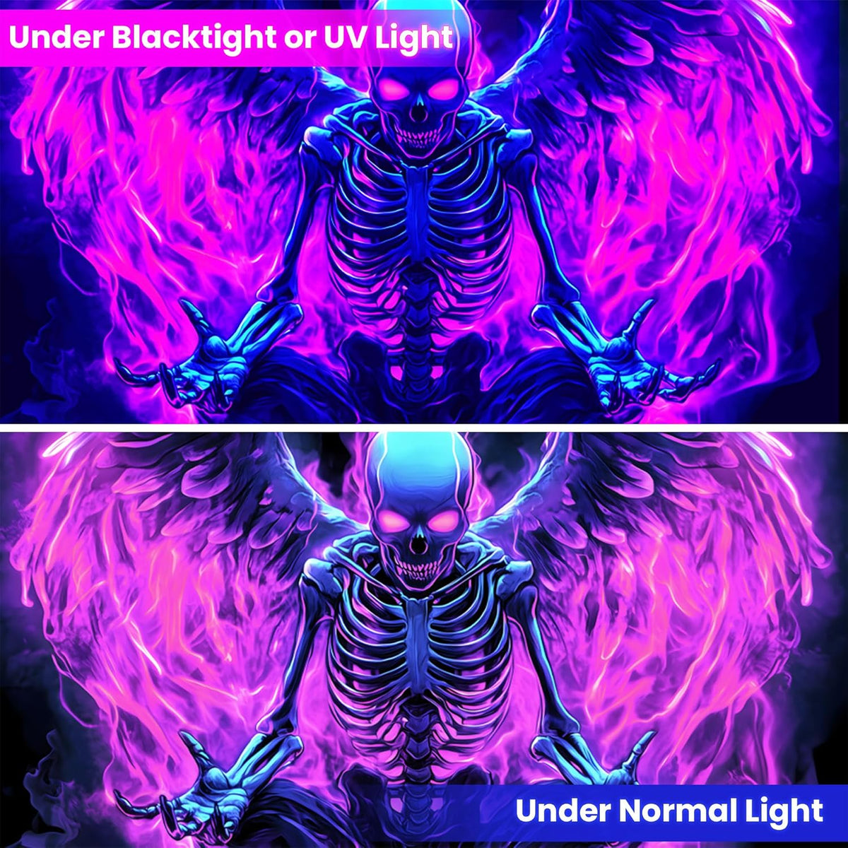 Blacklight Tapestry,WingTapestry Glow In The Dark,UV Reactive Black Light Upright Posters Wall Hanging for Bedroom Dorm Living Room Backdrop Decor (wing14, 90L" x 70W")