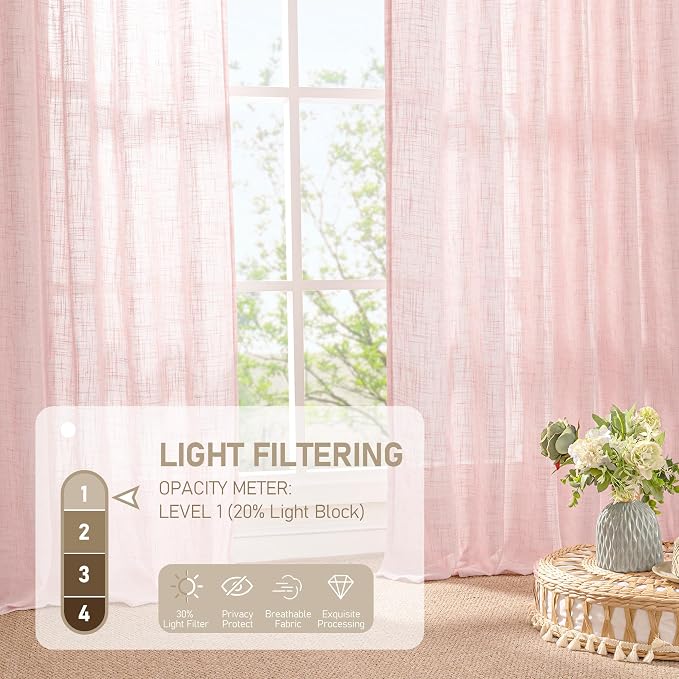 Pink Linen Curtains 54 Inch Length - Image 4