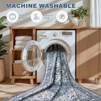 Round Area Rug for Living Room: 4ft Washable Rug for Bedroom Blue | Vintage - Image 7