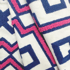 Alysheer Embroidered Decorative Throw Pillow Cover 18"x 18" Set of 2, Classic Boho Geometric Embroidery Pattern Cotton Rectangular Cushion Case for Sofa Couch Living Room Bedroom (Blue Pink)