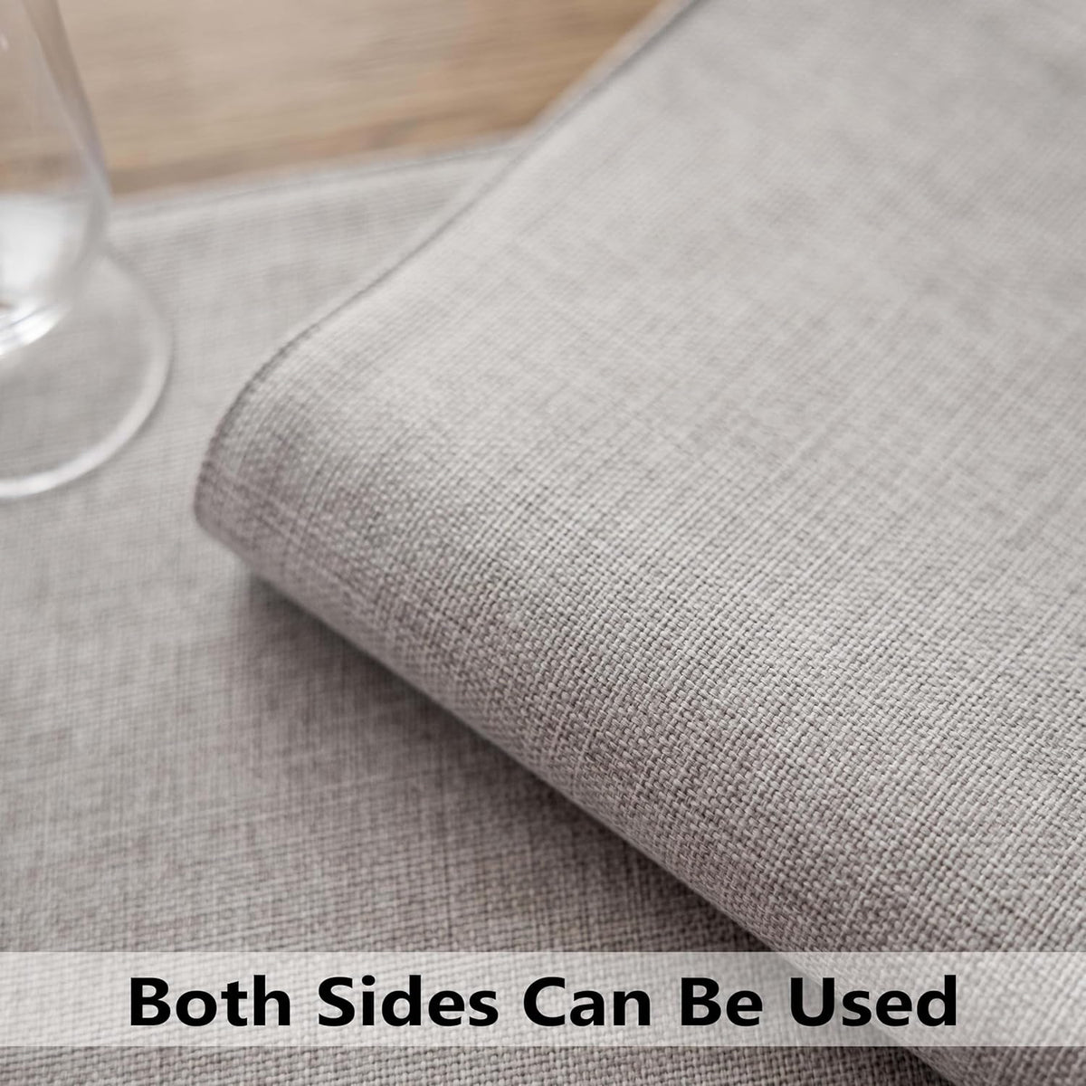 Demetex Placemats Set of 8 Grey Washable Fabric Place Mats Heat Resistant Linen Placemat for Indoor Kitchen Dining Room Tables, 13x19 inch, Light Grey