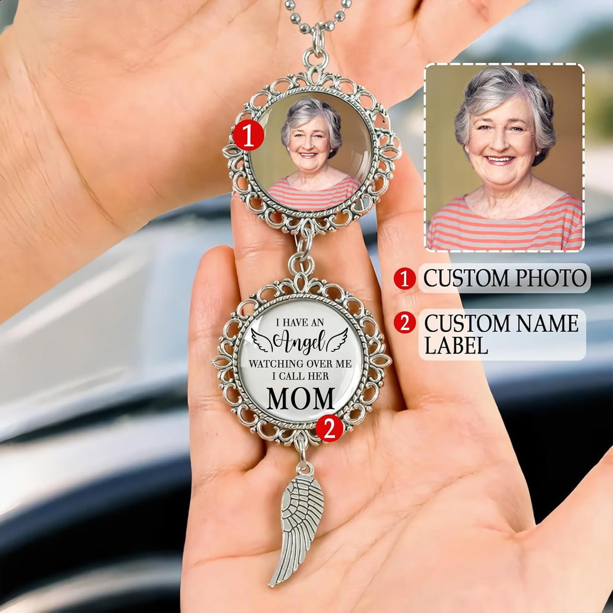 2025 Personalized Memorial Metal Alloy Car Hanging Ornament - Christmas, Birthday, for Loss of Loved One - Custom Photo in Loving Memory Keepsake Decoration