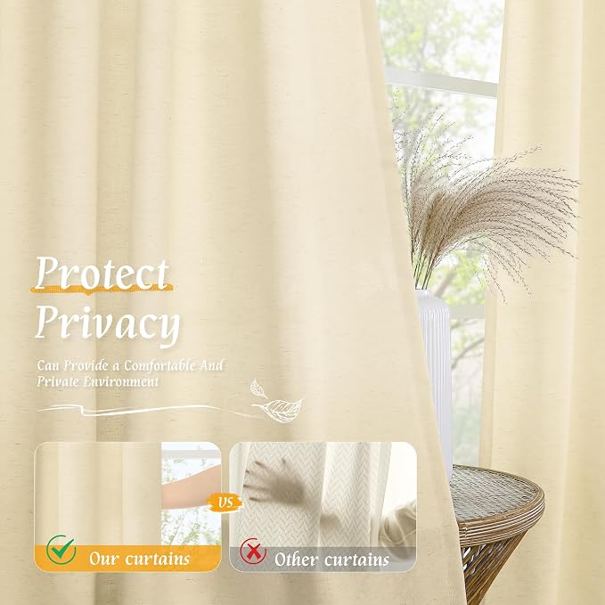 Light Filtering 72 Inch Linen Curtains - Image 5