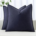 MIULEE Decorative Linen Euro Sham Pillow Covers 24x24 Navy | Boho Farmhouse​ by MIULEE