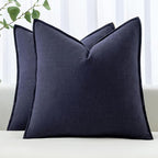 MIULEE Decorative Linen Euro Sham Pillow Covers 24x24 Navy | Boho Farmhouse​ by MIULEE