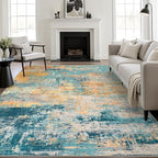 5x7 Area Rug Living Room: Modern Washable Soft Carpet Rosy Haze | - Image 2