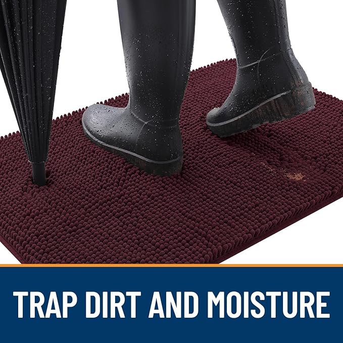 OLANLY Dog Door Mat for Muddy Paws 35x24, Super Absorbent Chenille Mud Mat | - Image 2