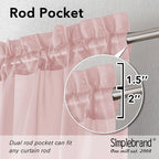 Simplebrand Blush Sheer Curtains 96 Inches Long, Light Filtering Rod Pocket - Image 4