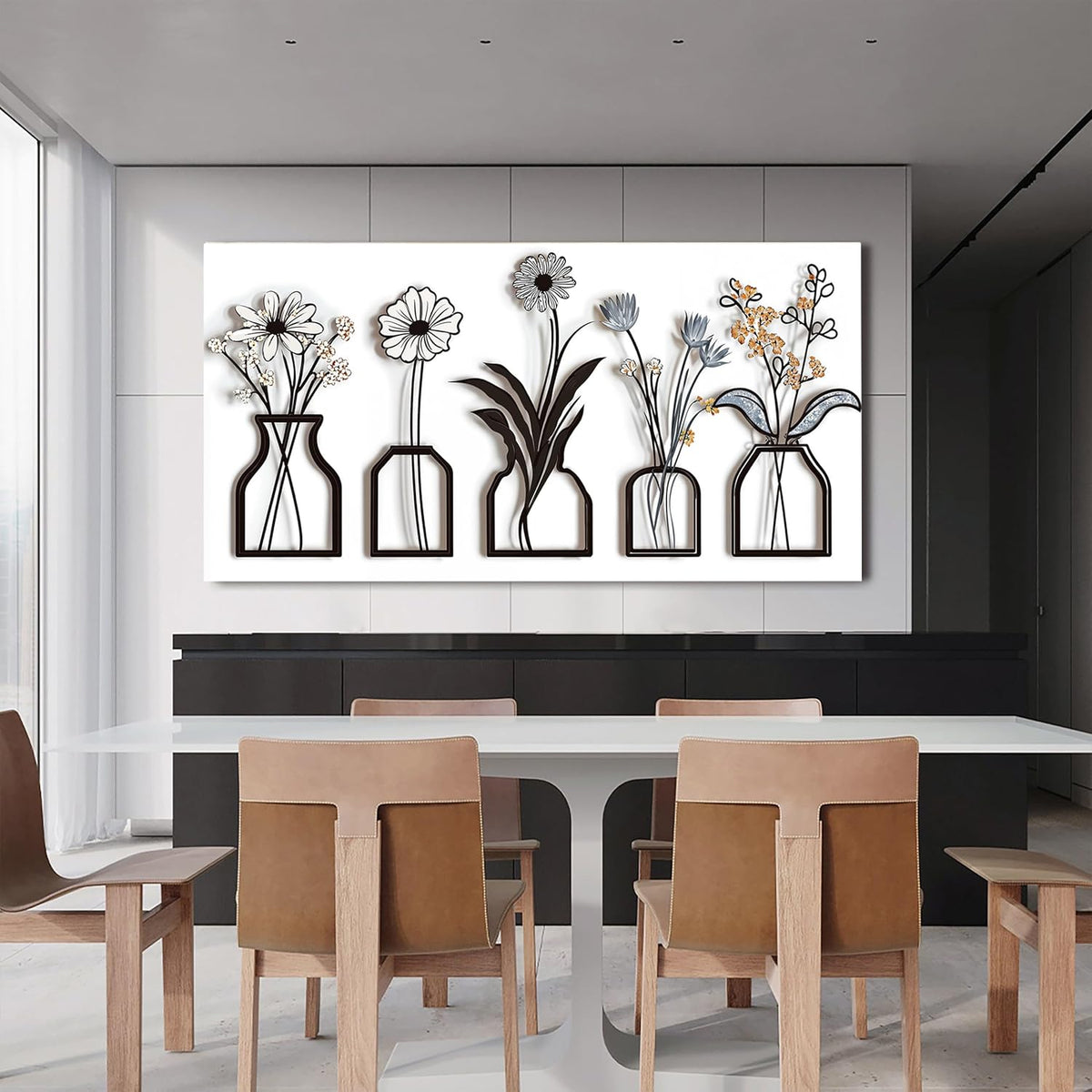 Canvas Wall Art Decor Large Modern Black and White Wall Art Decoratiions Abstract White Flower Wall Art Prints Large Art Work for Wall Decor Pictures for Living Room Home Office Decor 29" X 58"