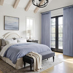 Pinch Pleated Linen Greyish Blue Sheer Curtains 84 Inches Long - Image 5