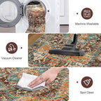 Yamaziot Washable Runner Rug, 3x14 Non-Slip Boho Hallway Kitchen Rug | Stain - Image 4