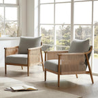 CHITA Braid Armchair Set of 2, Modern Accent Chair for Living Room, Light Grey