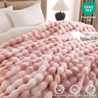Cozy Faux Fur Throw Blanket for Couch-Warm Fuzzy Throw Blanket, Soft Plush Thick Bubble Blankets for Bedroom and Living Room, Furry Luxury Blanket, 60 x 80, Tie-Dye Pink