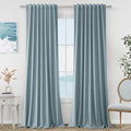 Blue 100% Blackout Linen Curtains 96 Inch Length 2 Panels Set by Guken