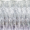 GOER 3.2 ft x 8.2 ft Metallic Tinsel Foil Fringe Curtains Party Photo Backdrop Party Streamers for Birthday,Graduation,New Year Eve Decorations Wedding Decor (Silver,3 pcs)