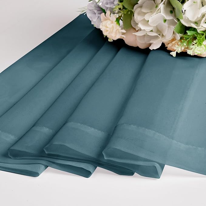 Chyhomenyc Stone Blue Sheer Curtains 54 Inch Long 2 Panels, Light Filtering Rod - Image 7