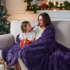 GONAAP Fuzzy Faux Fur Throw Blanket Purple Super Soft Cozy Plush Fuzzy Shaggy Blanket for Couch Sofa Bed (Purple, Throw(50"x60"))
