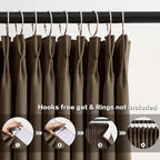 Brown Blackout Pinch Pleated 60 Inch Wide Curtains 60 x 95, Noise Cancelling - Image 2