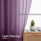 Sheer Curtains 96 Inches Long 2 Panels Set, Transparent Light Filtering Plam - Image 2