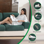 Couch Cushion Covers for Sectional Sofa, Stretch Soft Sofa Slipcovers Washable Wear-Resistant Universal Furniture Protector for Living Room(1 Piece Loveseat Cover, Green)