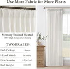 Farmhouse 126 Inch Pleat Thick Linen Beige White Semi Sheer Curtains 50x126 | - Image 4