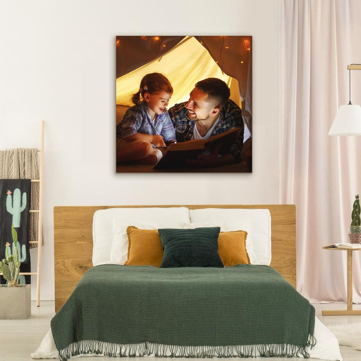 Custom Canvas Prints with Your Photos- Personalized Print Canvas Pictures, Custom Wall Art Gift for Living Room, Bedroom, Wedding Family Baby Pets Framed 24 x 24 inche