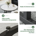 Modern White Coffee Table Set of 2 - Sintered Stone Top & Sturdy Metal Base, fo Living Room Bedroom Apartment