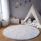 White Round Rugs 6ft for Living Room Bedroom, Fluffy Circle Area Rug for Kids - Image 3