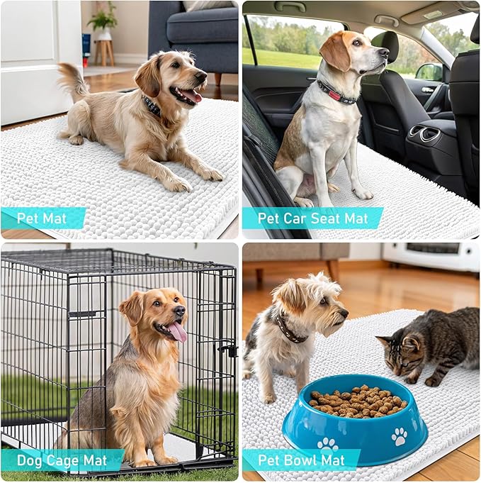OLANLY Dog Door Mat for Muddy Paws 54x24, Super Absorbent Chenille Mud Mat | - Image 7