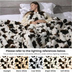 Cow Print Faux Fur Throw Blanket for Couch, Soft & Plush Fuzzy Blanket for Sofa, Bedroom, Living Room, Super Soft Warm for Adults Kids Girl Gifts Bedroom Couch Sofa Travel,50x60 Inches Black Brown