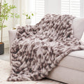Ultra Soft Luxury Faux Fur Throw Blanket for Counch,Fuzzy Fluffy Plush Warm Cozy Elegant Wrinkled Blanket for Sofa Bedroom Living Room,（50"x60",Tie-dye Taupe）