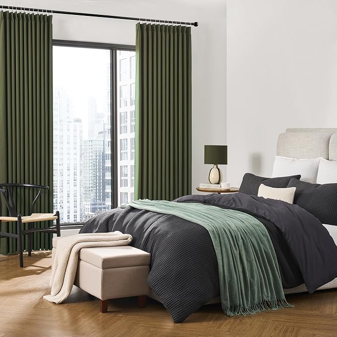 Olive Pinch Pleated Curtains 108 Inches Long - Image 3